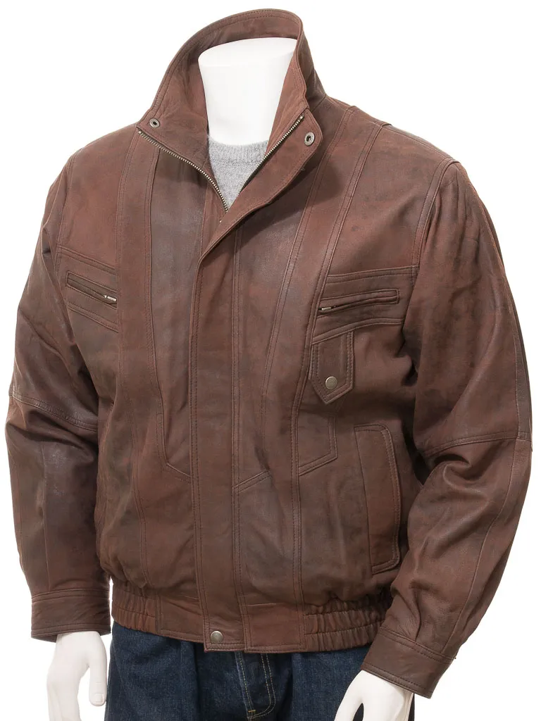 MEN'S BROWN NUBUCK LEATHER BLOUSON