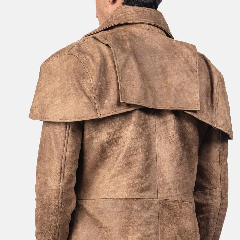 Mens Classic Brown Leather Duster