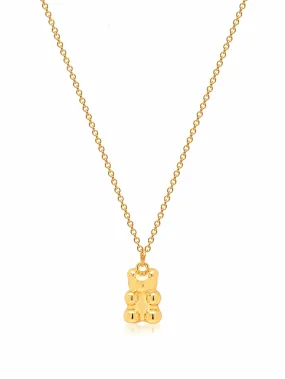 Men's Golden Necklace with Mini Teddy Bear Pendant