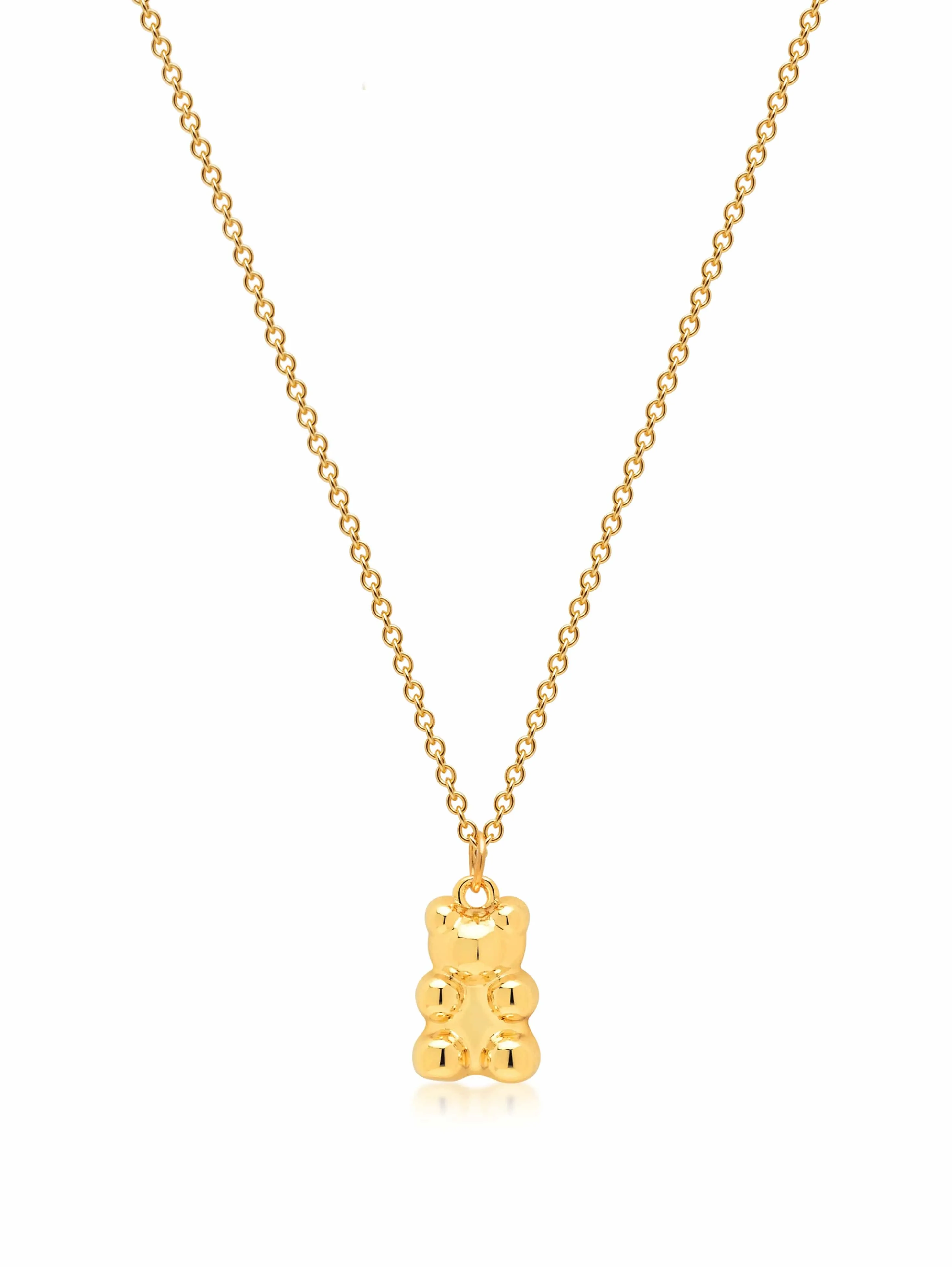 Men's Golden Necklace with Mini Teddy Bear Pendant