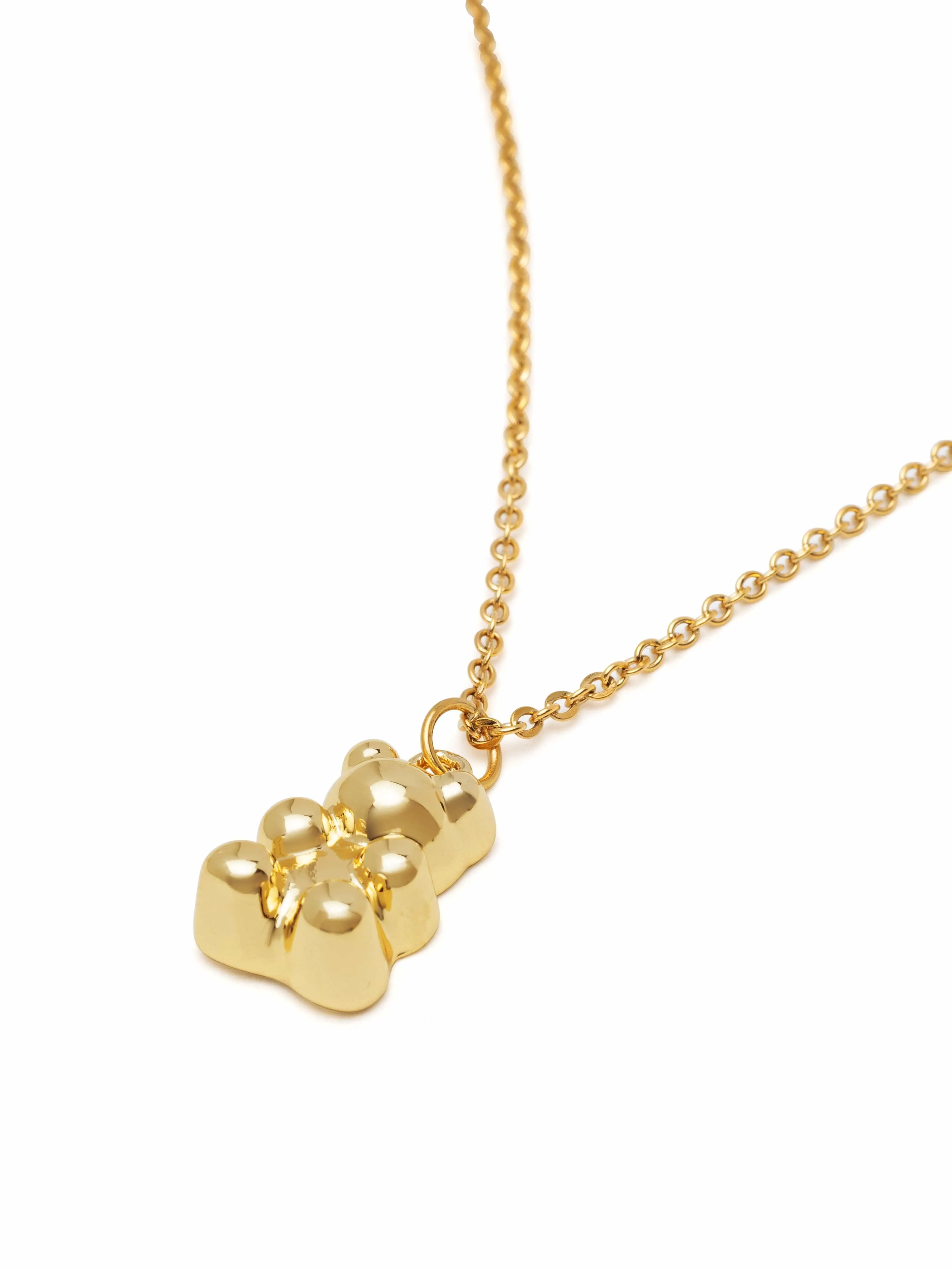 Men's Golden Necklace with Mini Teddy Bear Pendant