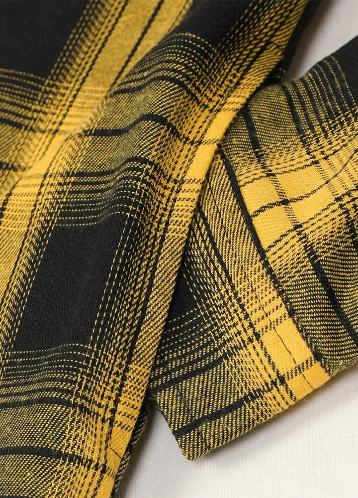 Men's Matching Family Yellow Plaid Flannel Hooded Jacket