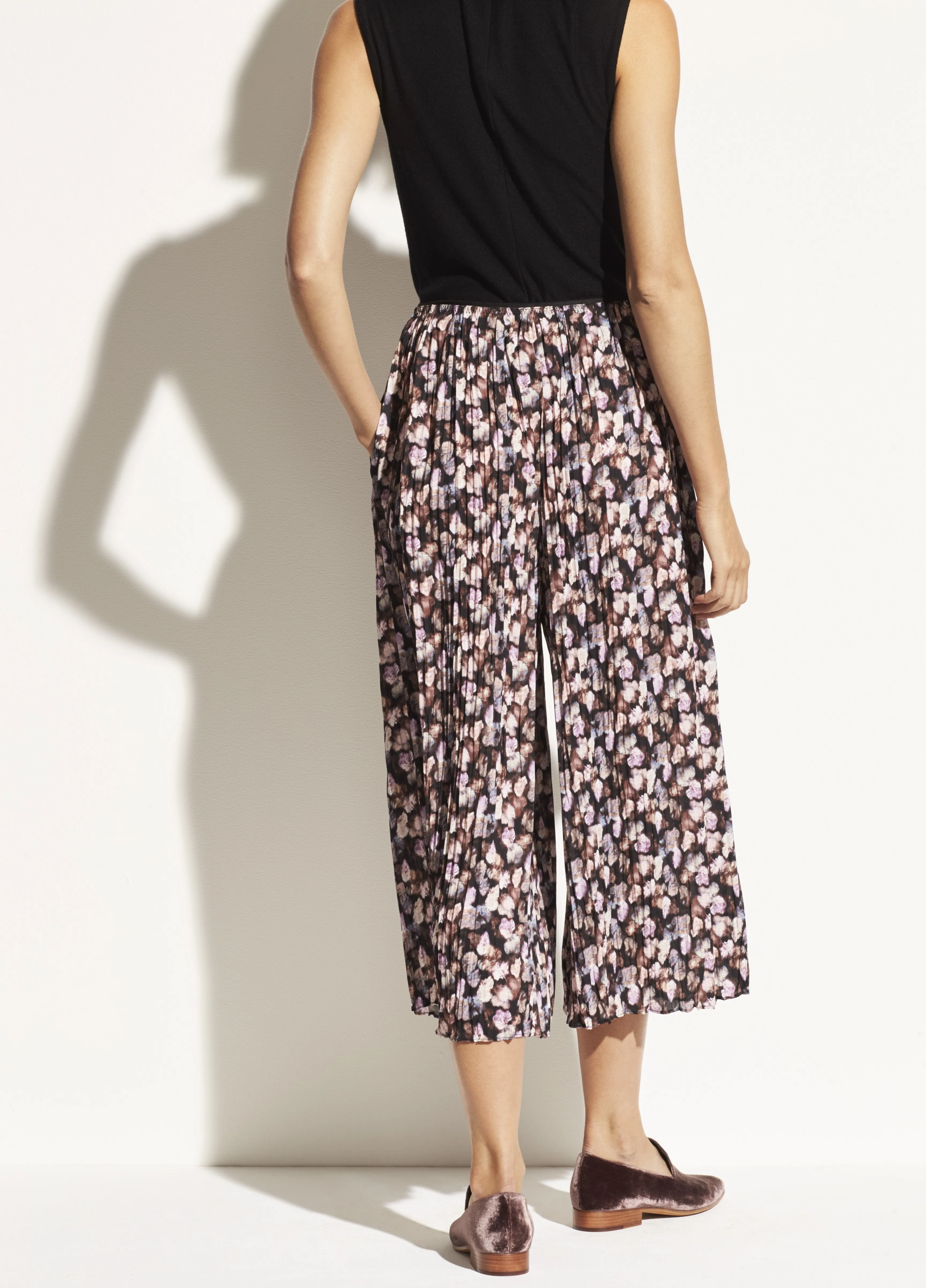 Micro Painted Floral Pleated Culotte in Esme