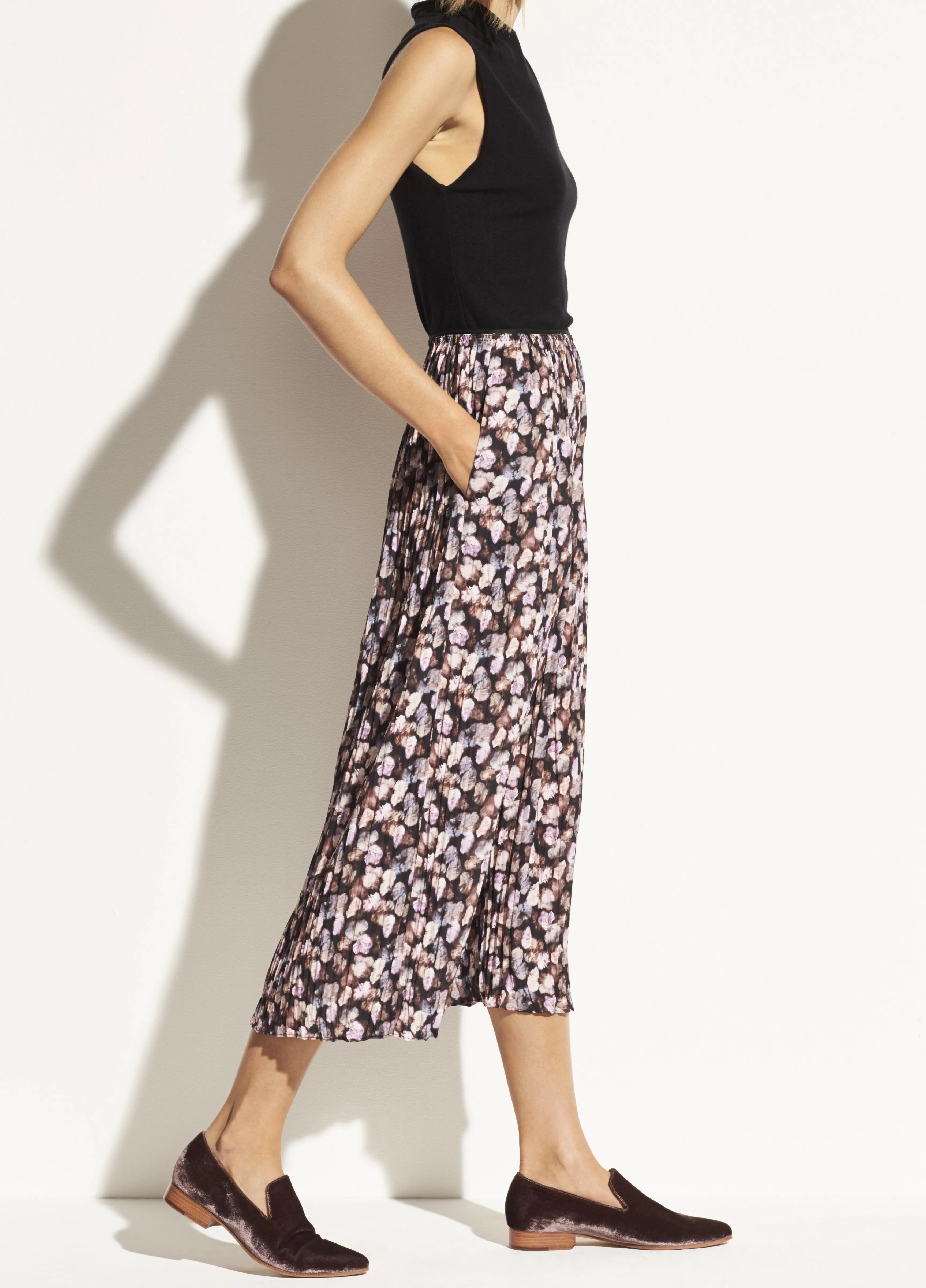 Micro Painted Floral Pleated Culotte in Esme