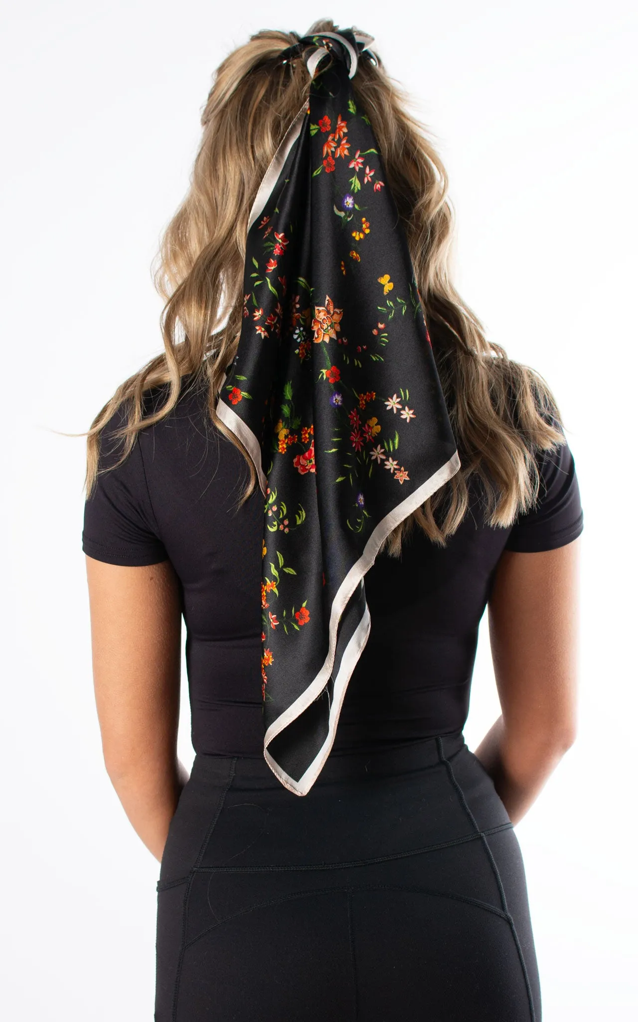 Midnight Garden Square Silk Scarf