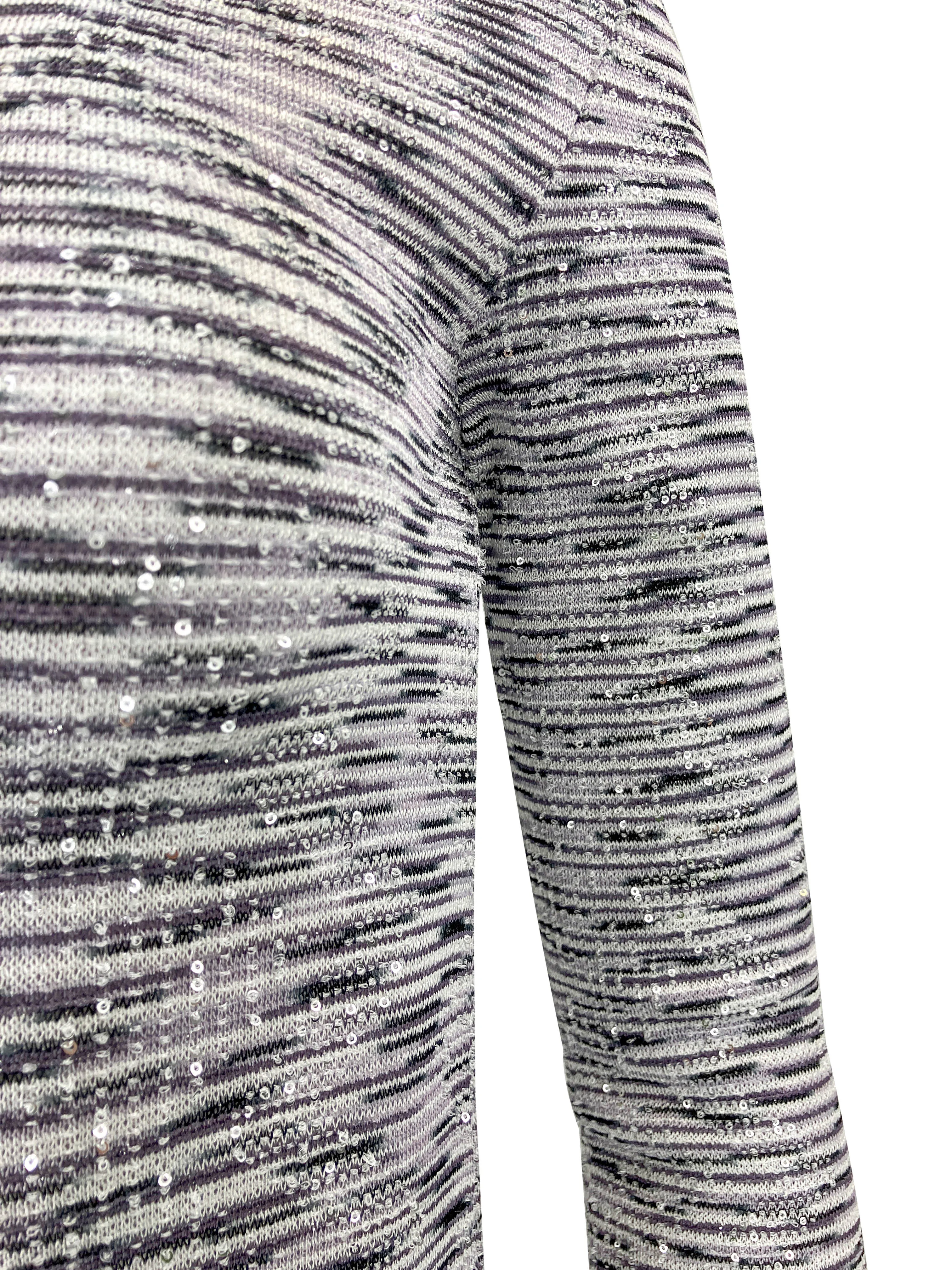 Missoni Sequin Embellished Knit Dress in Lilac/White