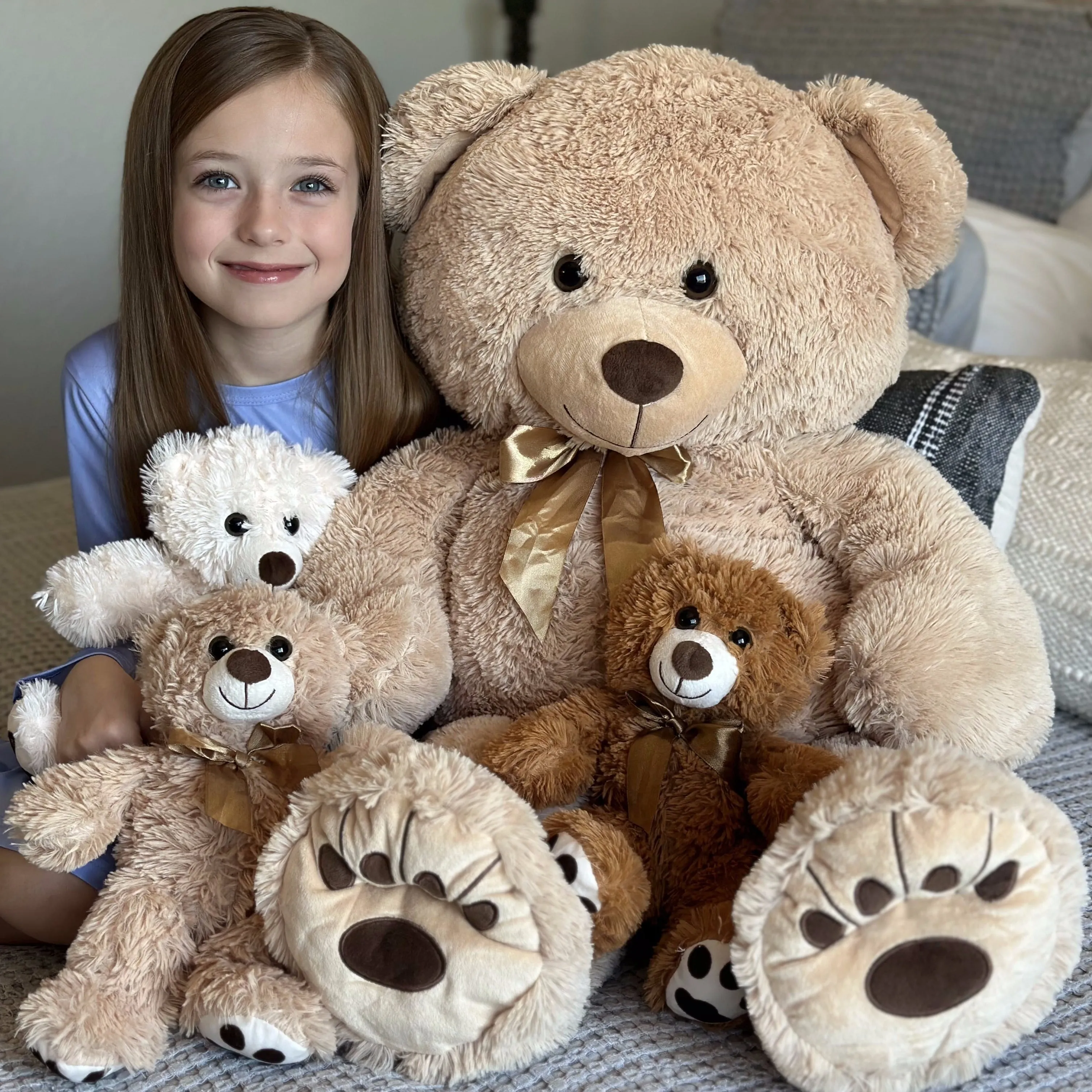 Mom Teddy Bear with Three Baby Bears, 35 Inches