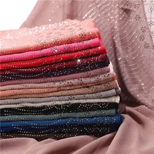 MSL081 plain pearl chiffon hot stamping diamond hijab scarf