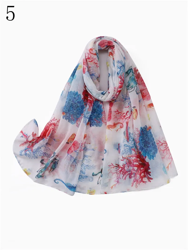 MYP023 Stylish floral print scarf Women's breathable lightweight scarf