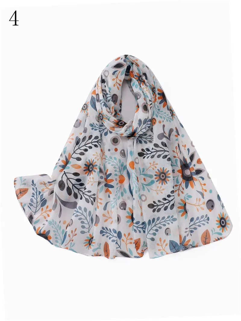 MYP023 Stylish floral print scarf Women's breathable lightweight scarf