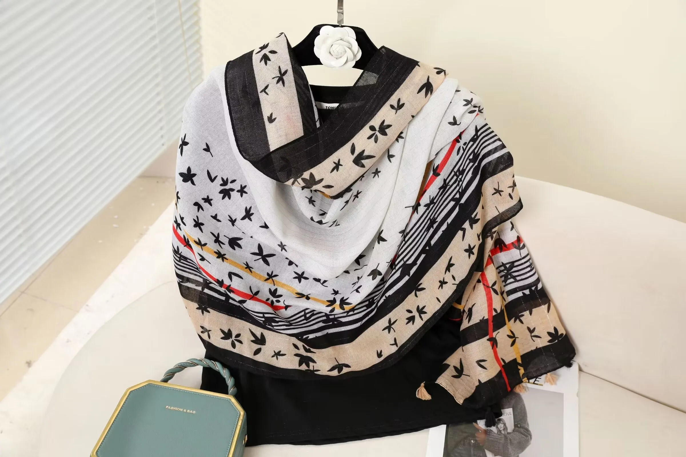 MYYJ-02   Silver silk scarf printed scarf handmade scarf