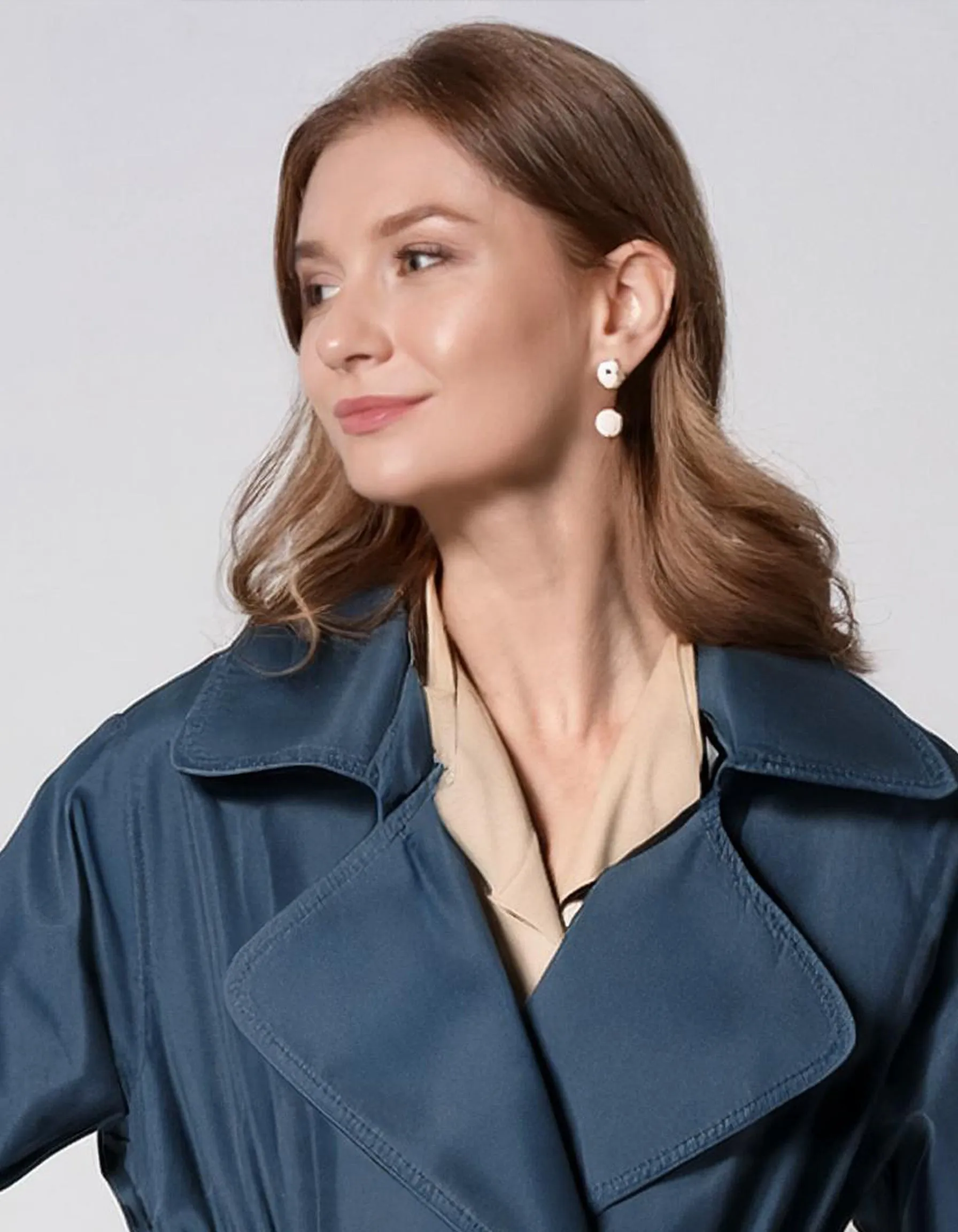 Navy Denim Trench Coats