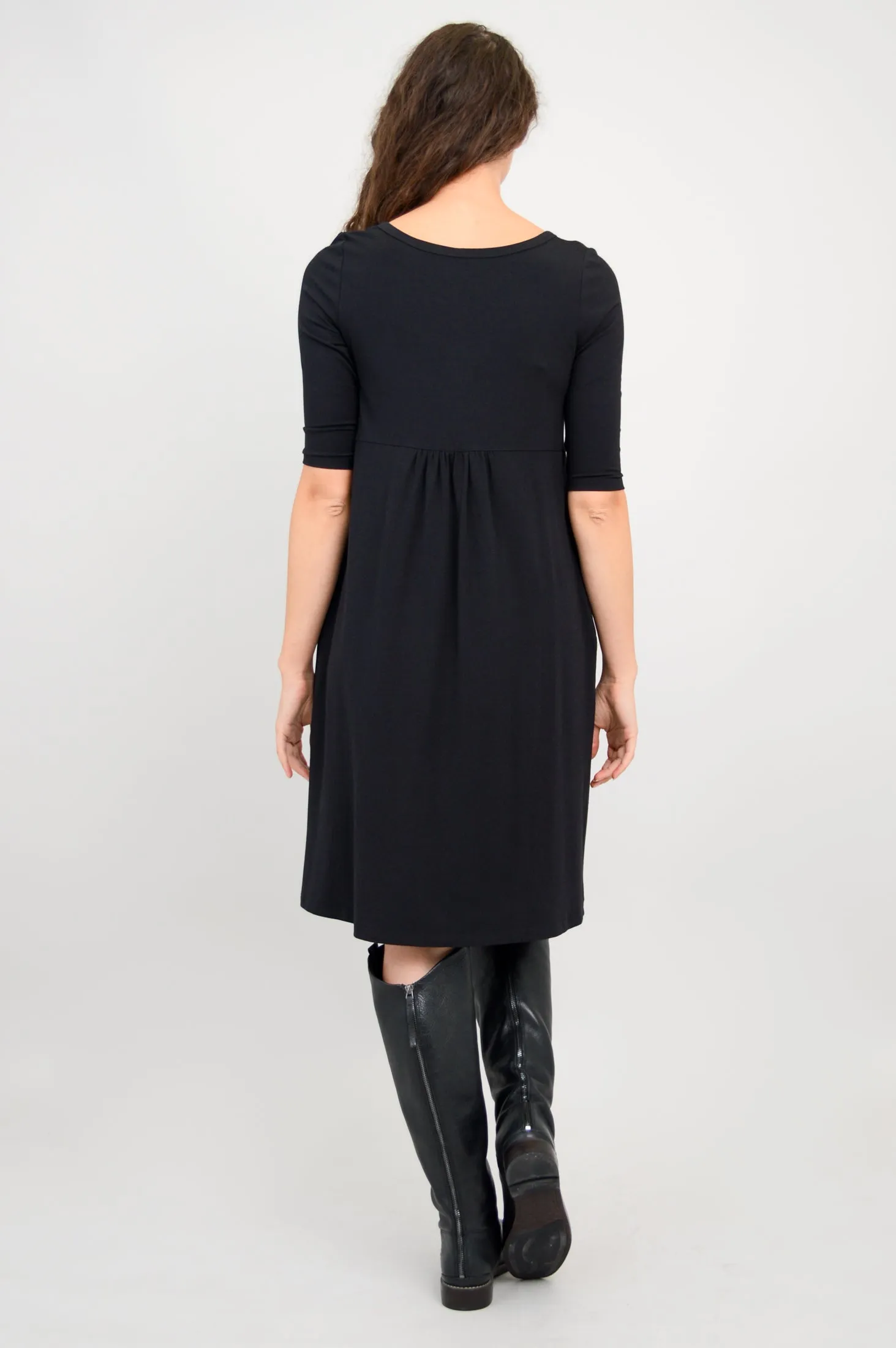 Nelly 3/4 Sleeve Dress, Black, Bamboo