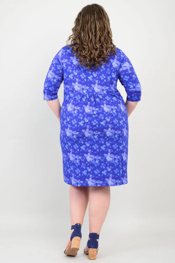 Nelly 3/4 Slv Dress, Hydrangea, Bamboo