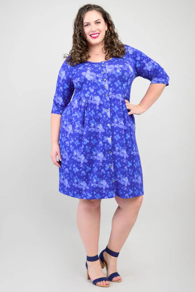 Nelly 3/4 Slv Dress, Hydrangea, Bamboo