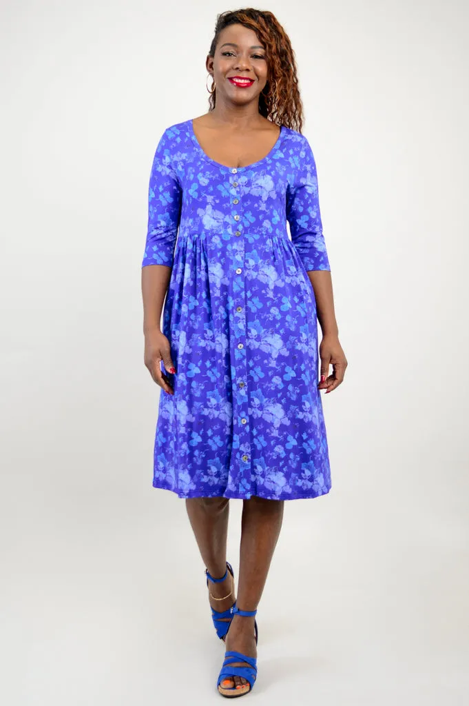 Nelly 3/4 Slv Dress, Hydrangea, Bamboo