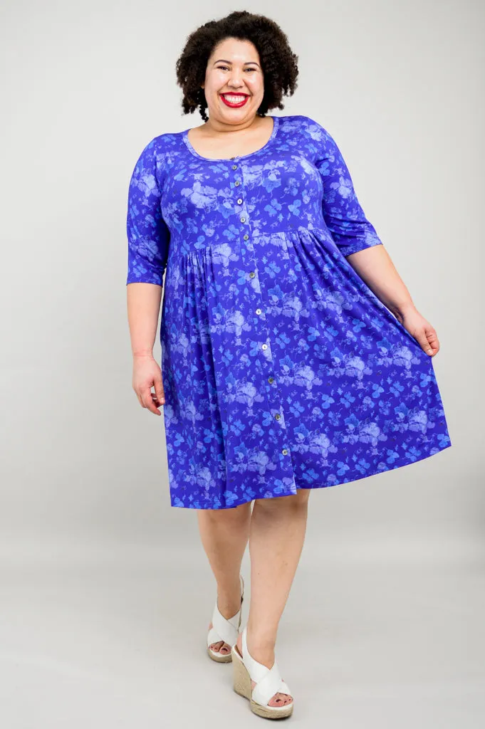 Nelly 3/4 Slv Dress, Hydrangea, Bamboo