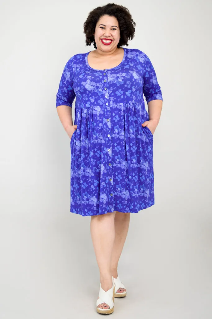 Nelly 3/4 Slv Dress, Hydrangea, Bamboo