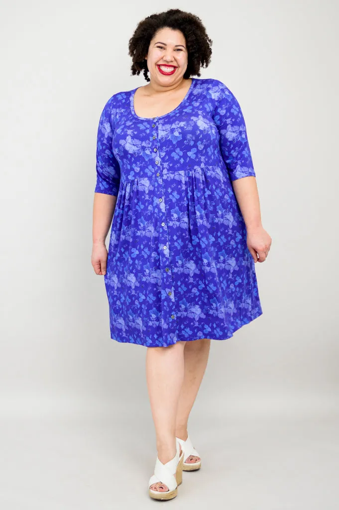 Nelly 3/4 Slv Dress, Hydrangea, Bamboo