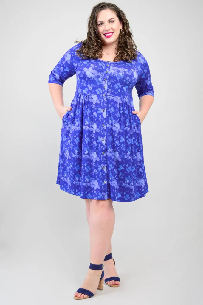 Nelly 3/4 Slv Dress, Hydrangea, Bamboo