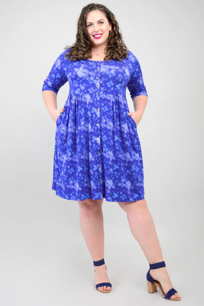 Nelly 3/4 Slv Dress, Hydrangea, Bamboo