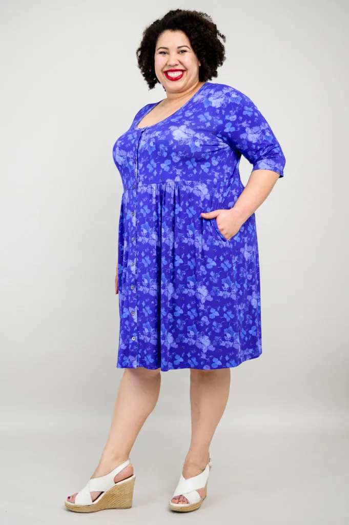 Nelly 3/4 Slv Dress, Hydrangea, Bamboo