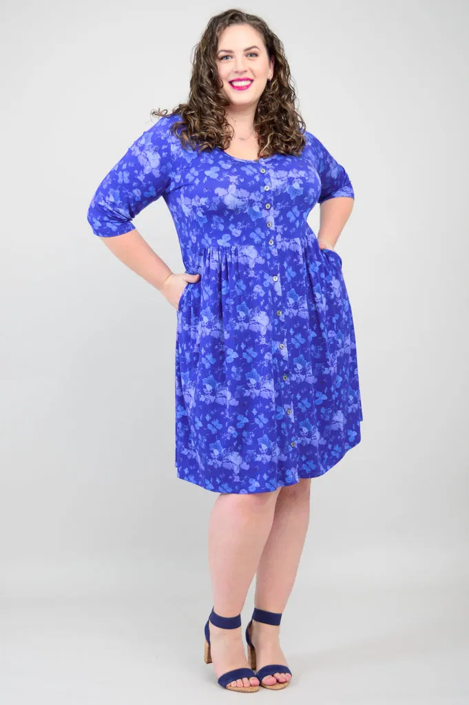 Nelly 3/4 Slv Dress, Hydrangea, Bamboo