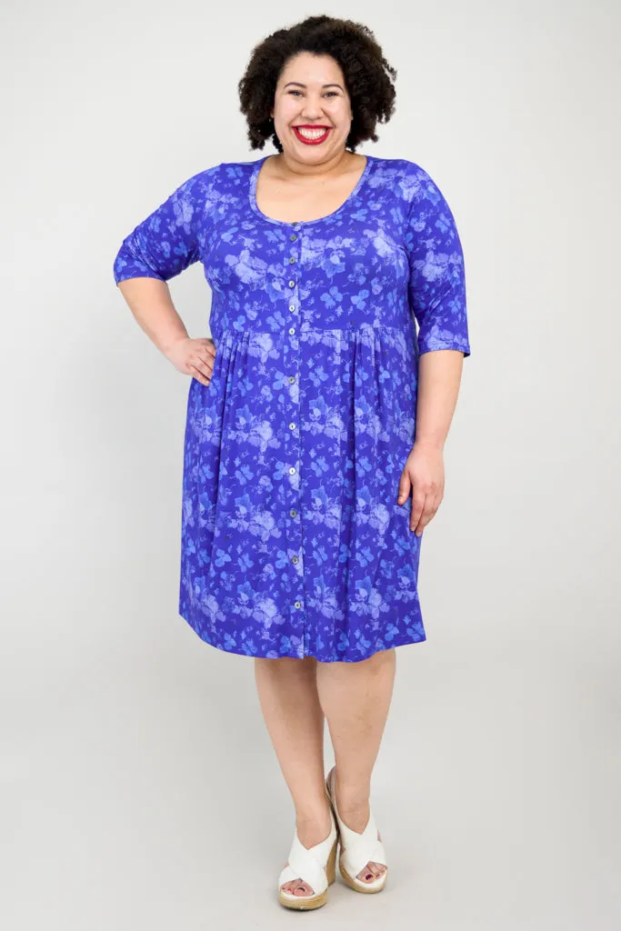 Nelly 3/4 Slv Dress, Hydrangea, Bamboo