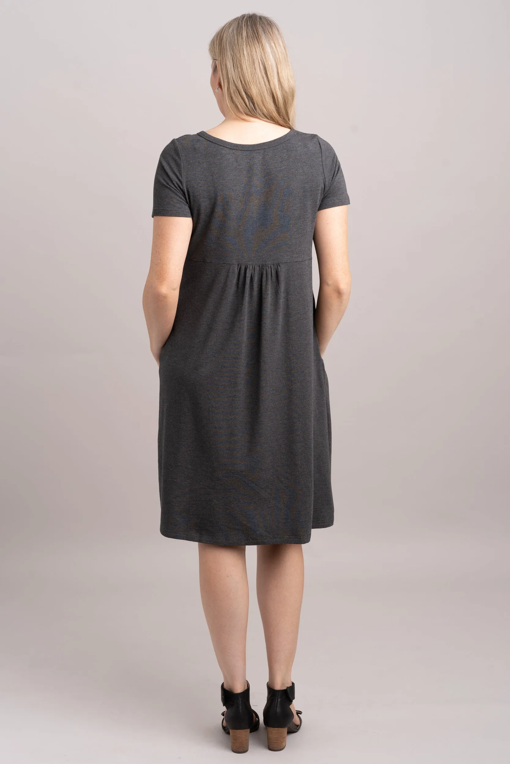 Nelly Short Sleeve Dress, Graphite, Bamboo