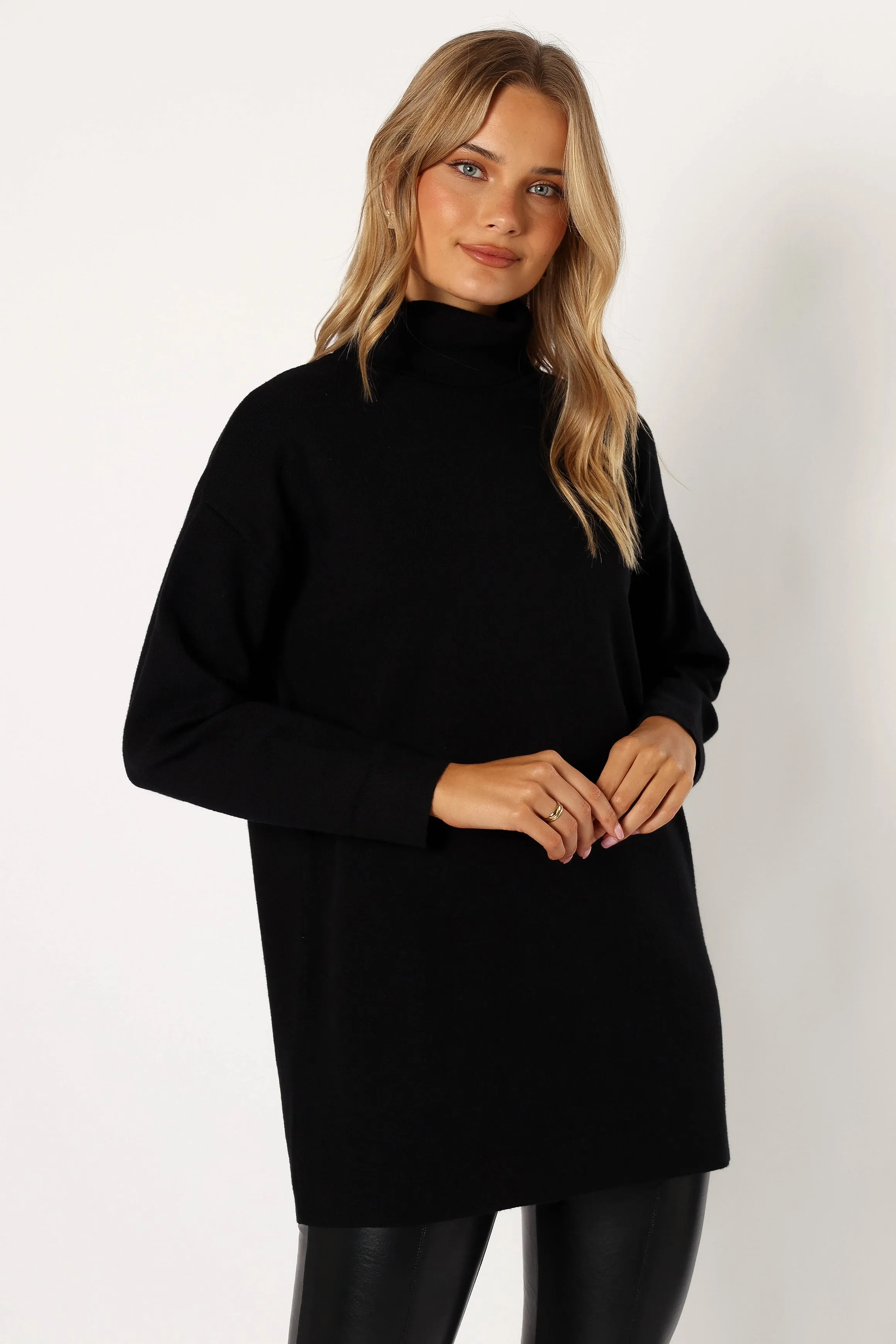 Nico Turtleneck Mini Dress - Black