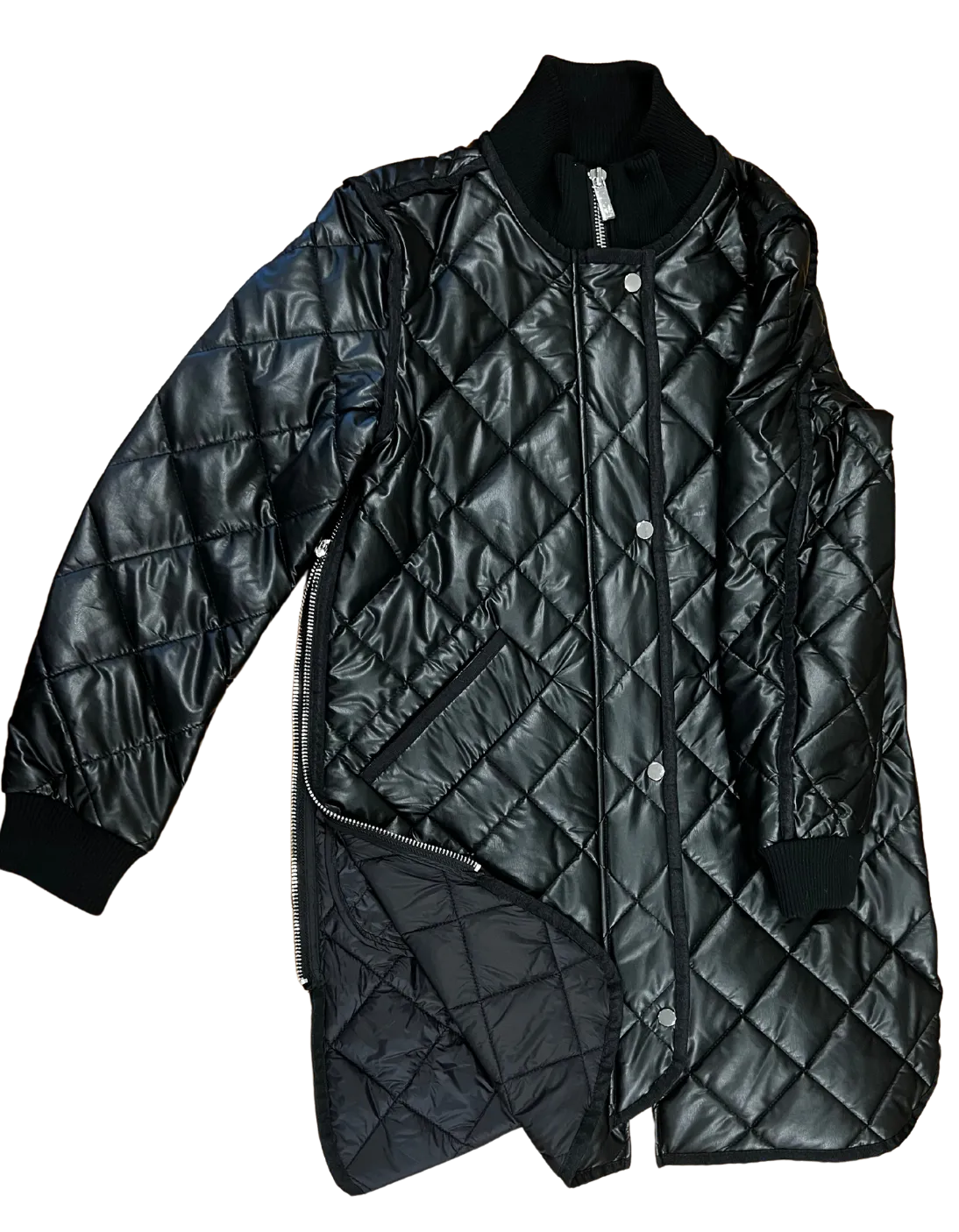 NIkki Jones Vegan Leather Diamond Quilted Coat