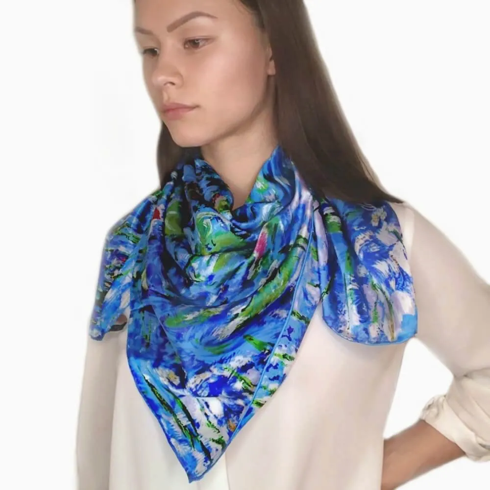 Oil Paint Silk Scarf| Oil Paint Water Lily