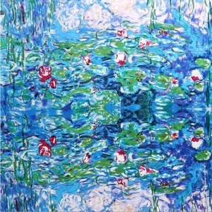 Oil Paint Silk Scarf| Oil Paint Water Lily