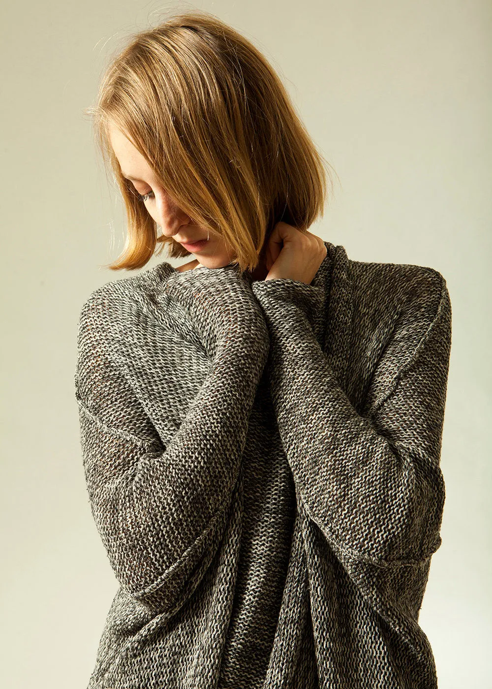 Oversized Gray knit sweater coat