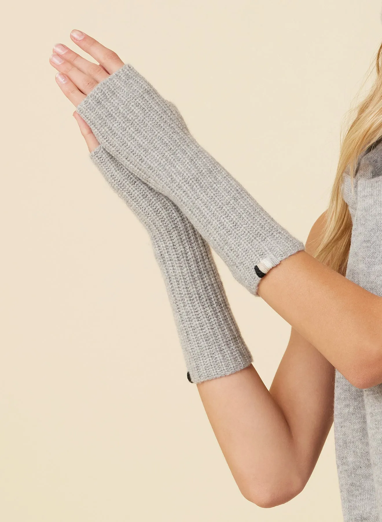 Pacific Cashmere Fingerless Gloves - Heather Grey