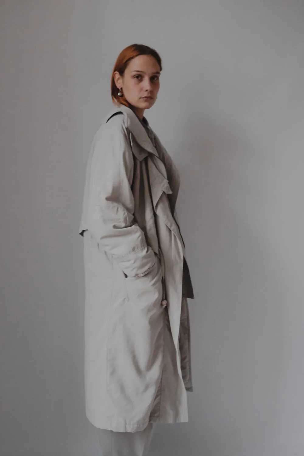 PALE GREY VINTAGE TRENCH COAT