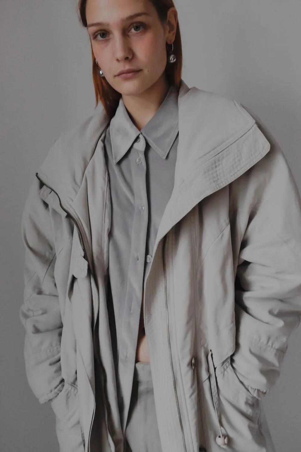 PALE GREY VINTAGE TRENCH COAT