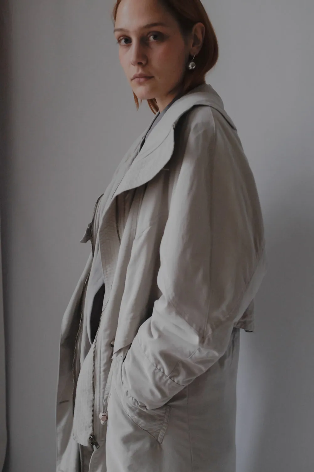 PALE GREY VINTAGE TRENCH COAT