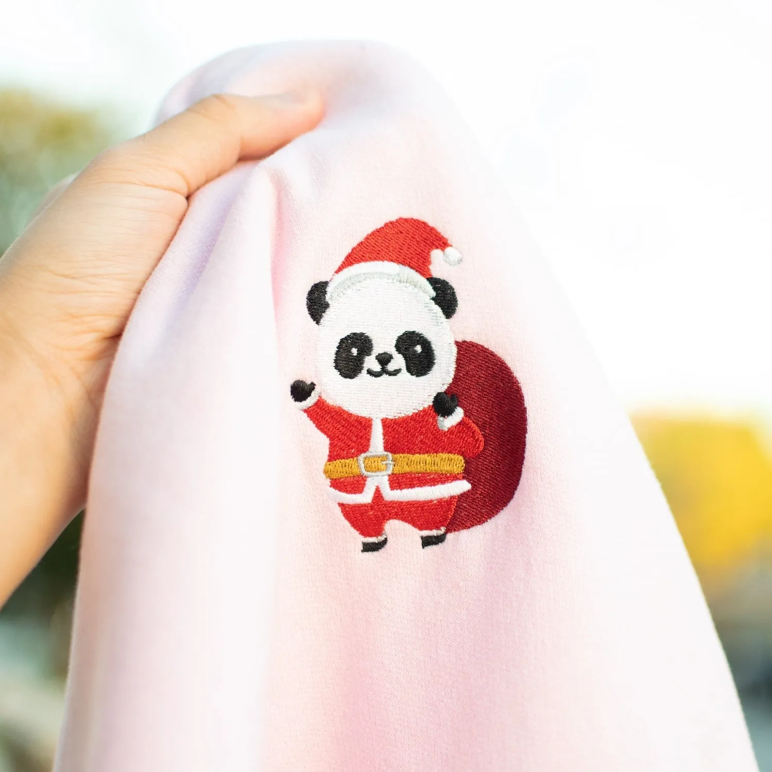 Panda Santa Embroidered Sweatshirt