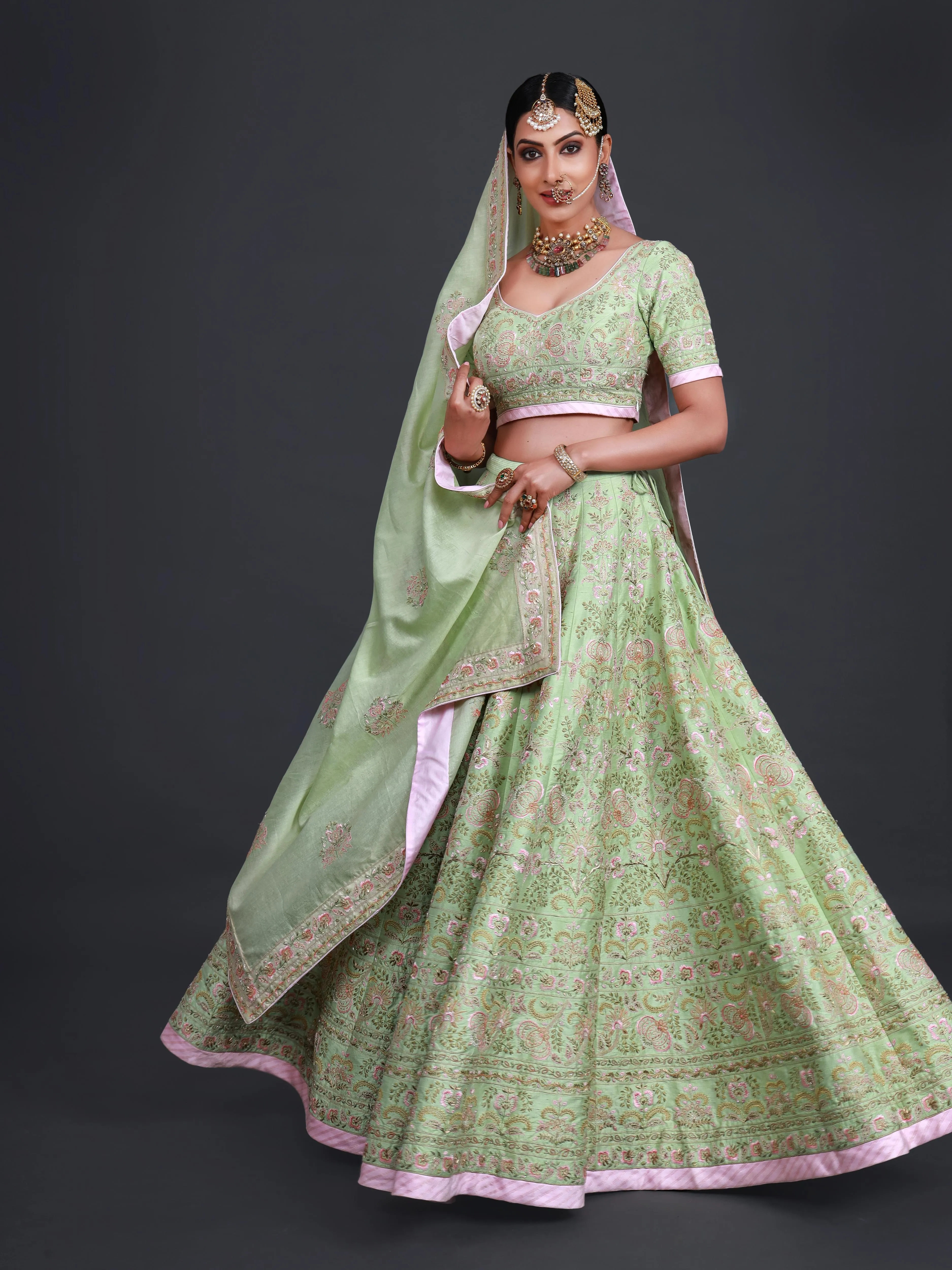 PASTEL BAGEECHA LEHENGA SET