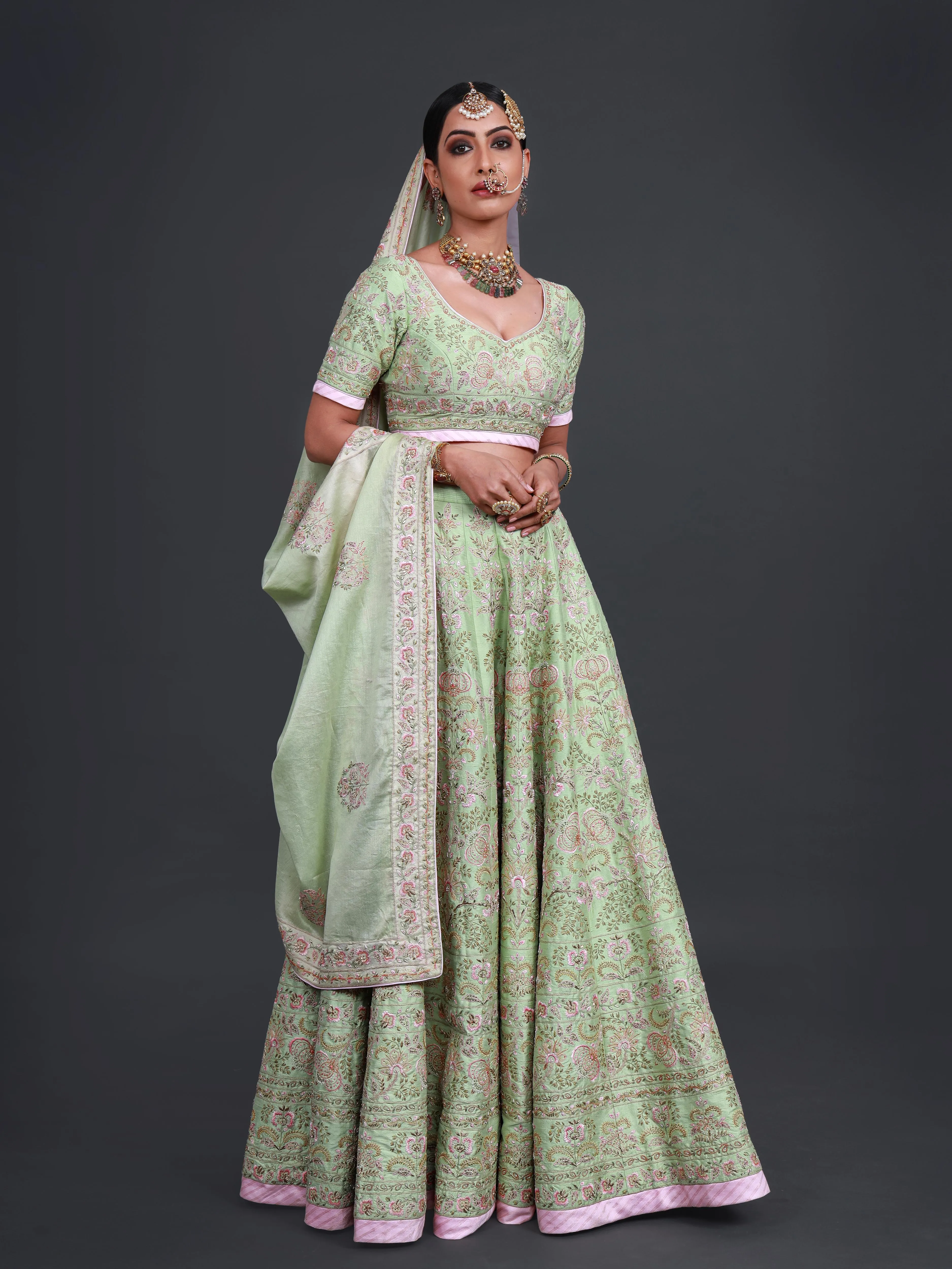 PASTEL BAGEECHA LEHENGA SET