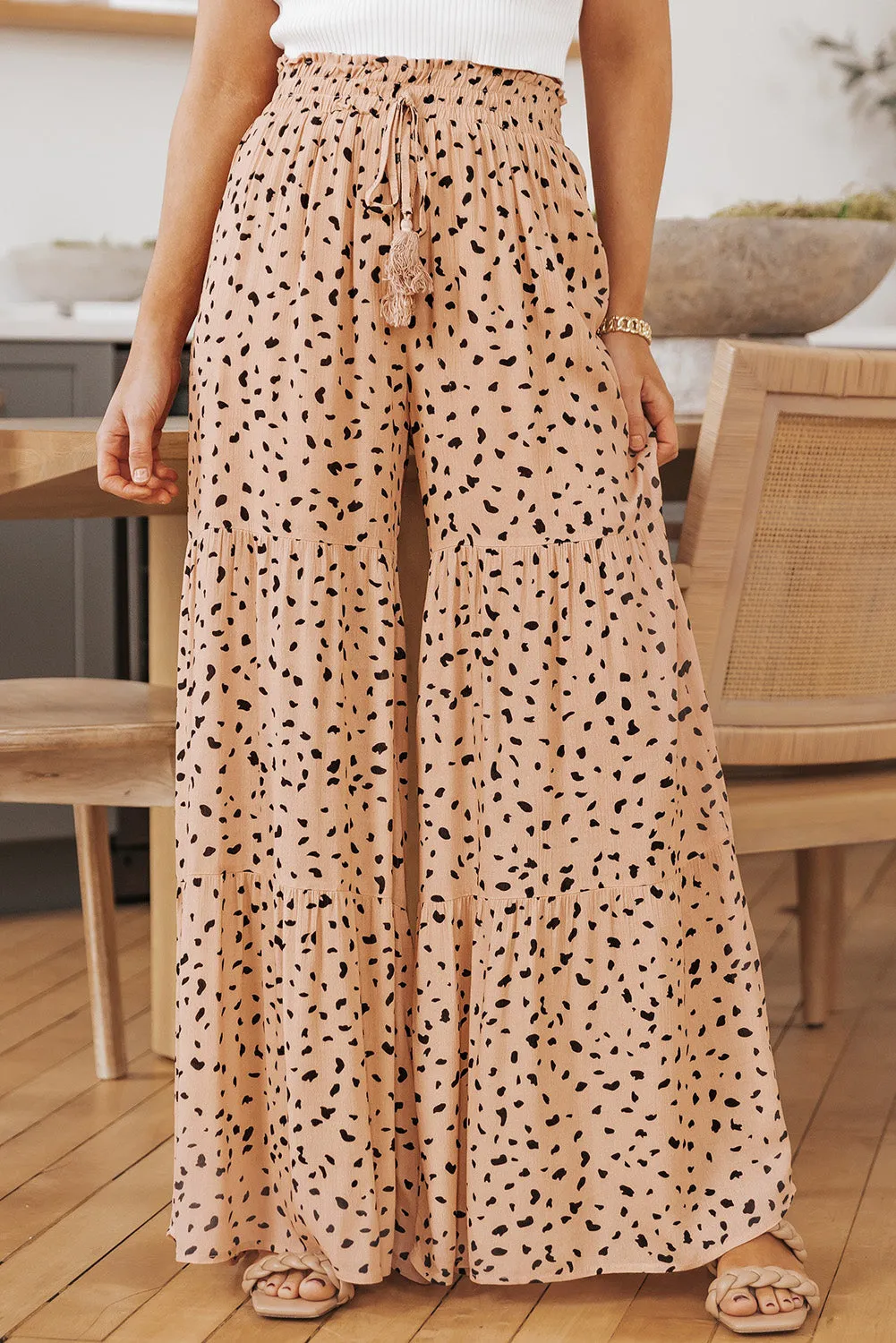 Peachy Blossom Wide Tiered 100% Viscose Culottes Pants