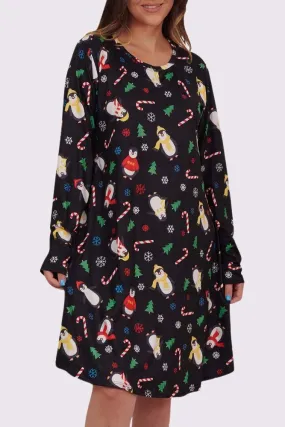 Penguin Scarf Xmas Swing Dress