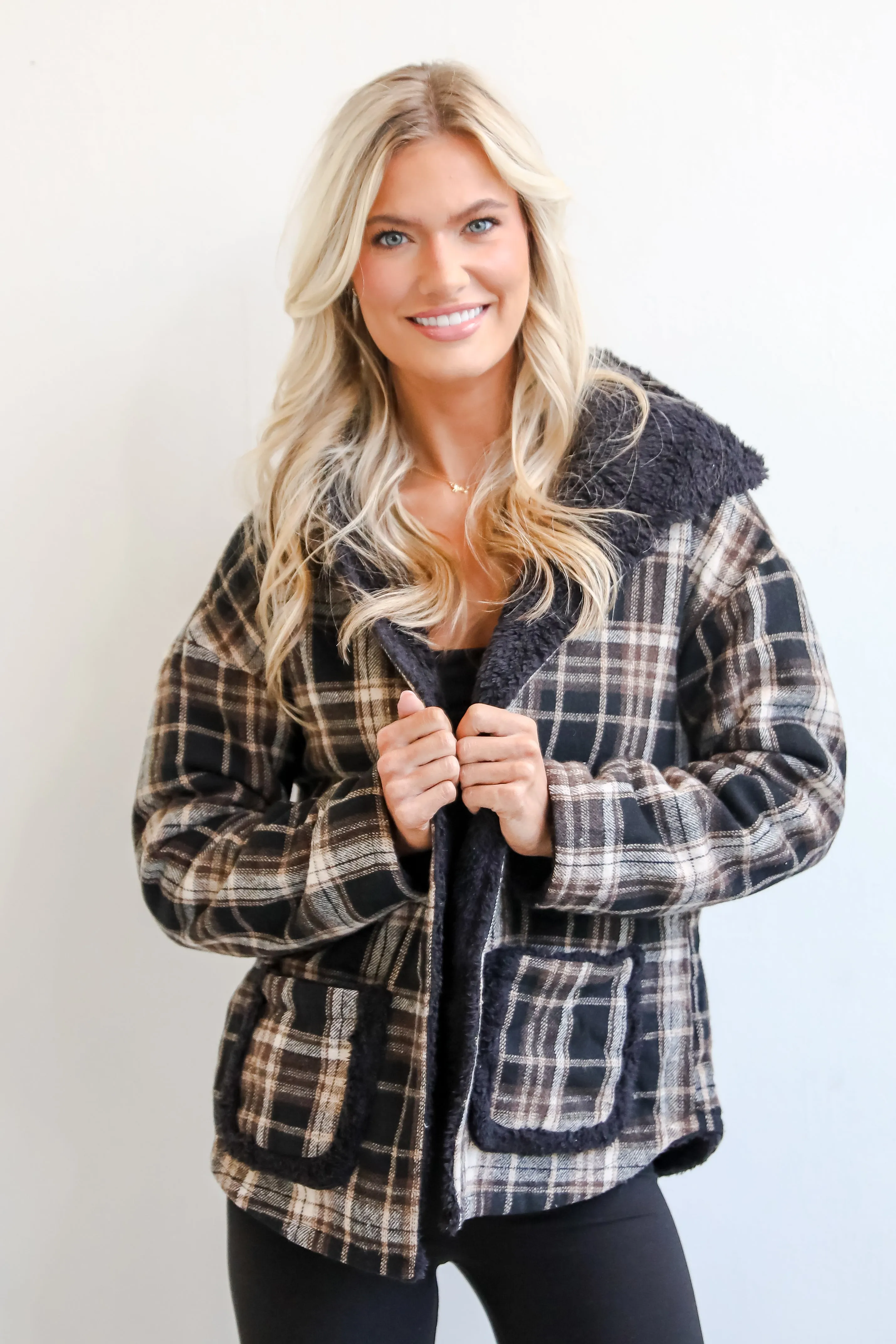 Perfected Comfort Reversible Sherpa Plaid Jacket - DOORBUSTER