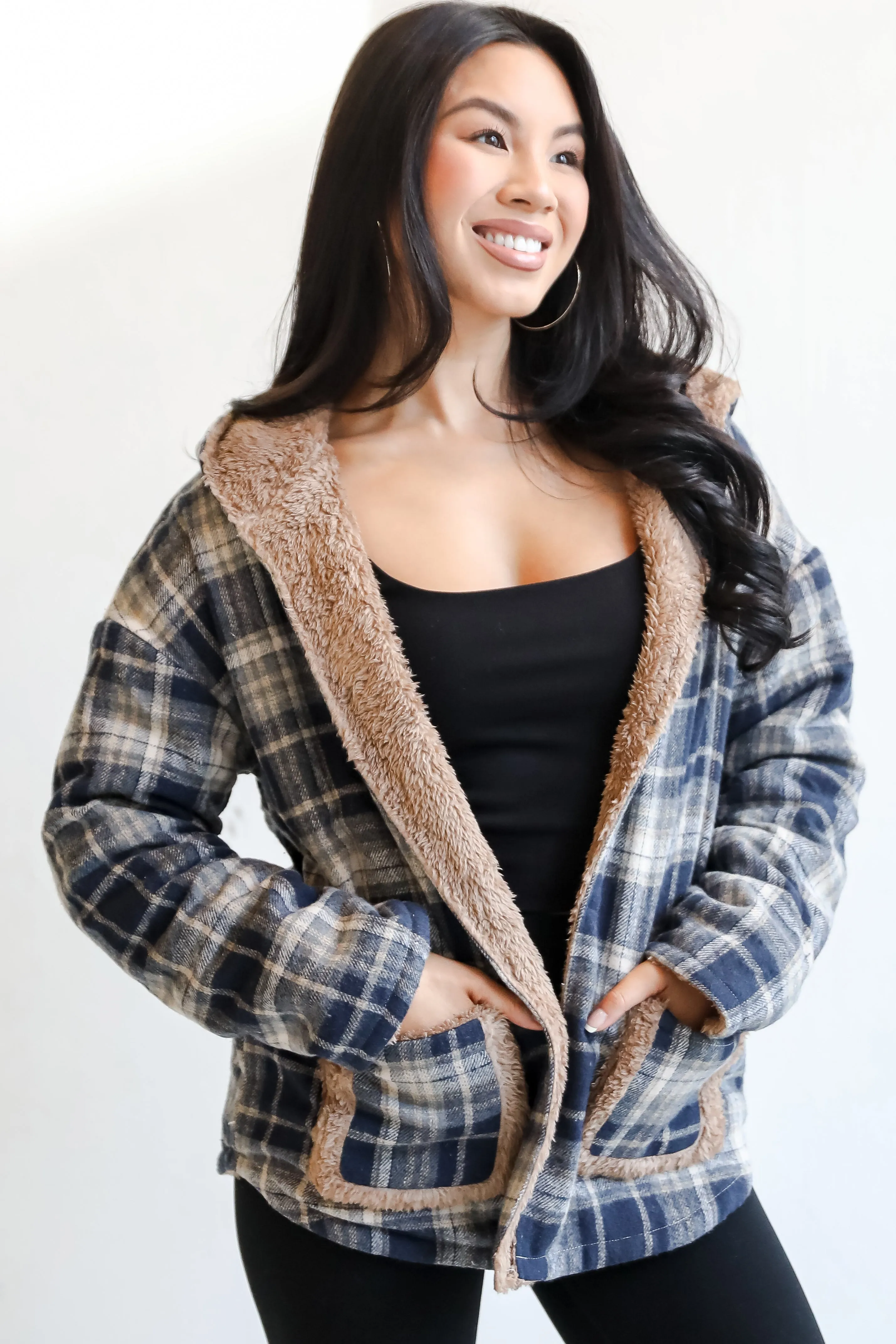 Perfected Comfort Reversible Sherpa Plaid Jacket - DOORBUSTER