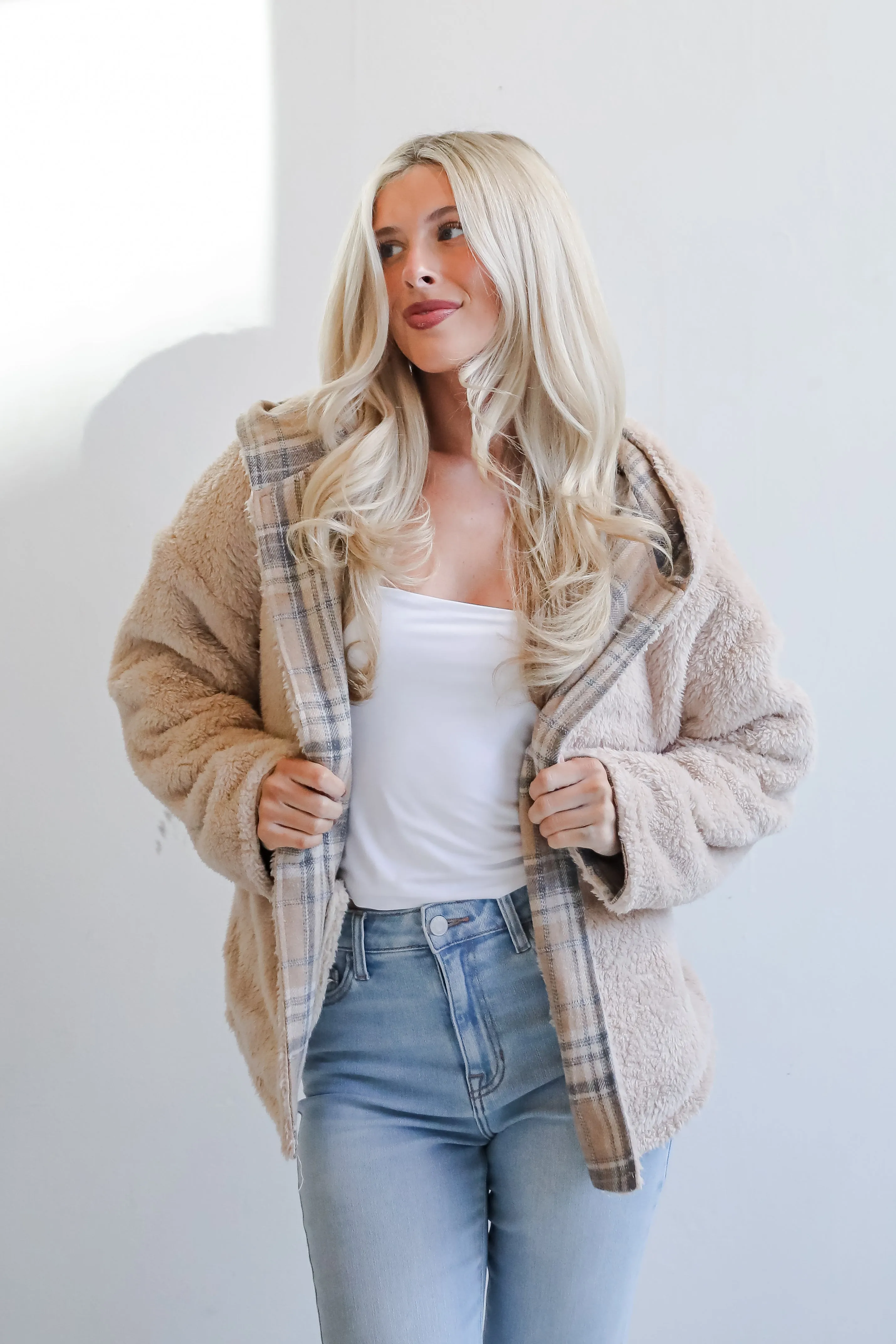 Perfected Comfort Reversible Sherpa Plaid Jacket - DOORBUSTER