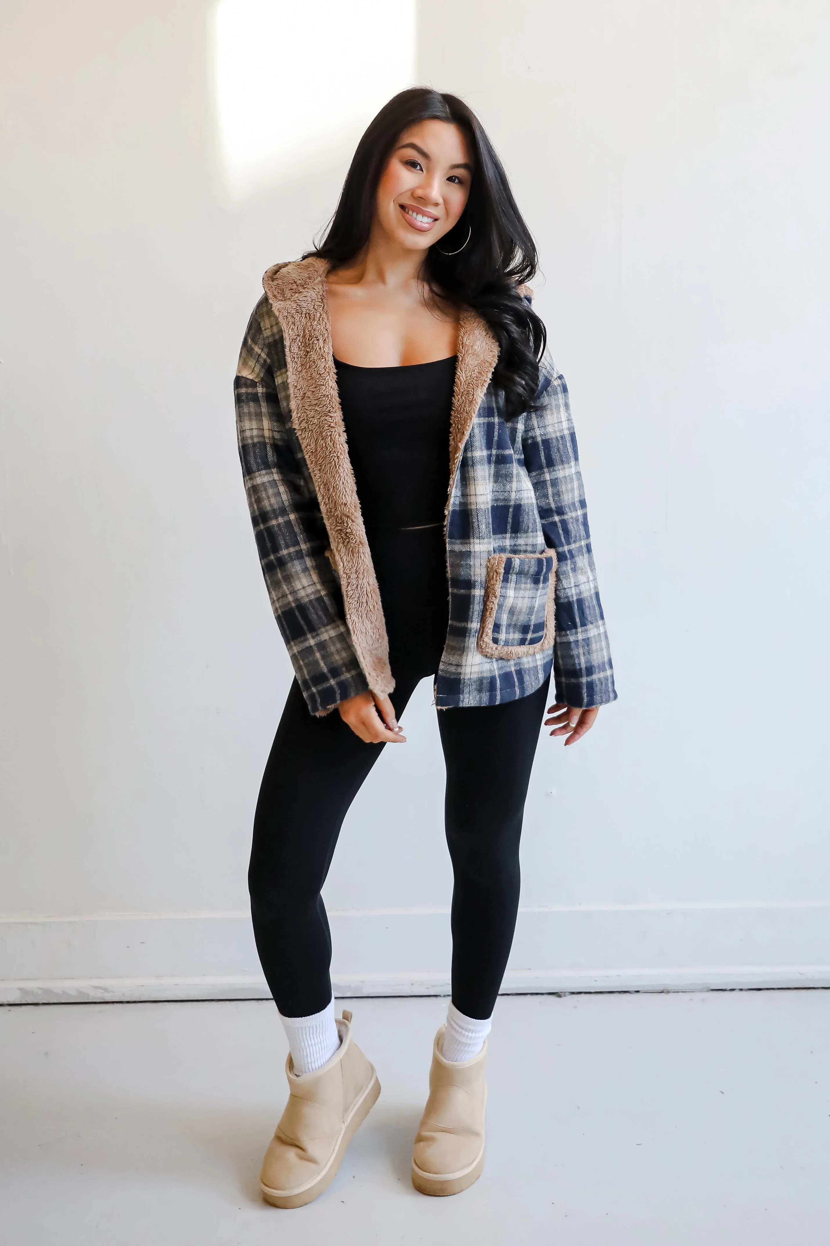 Perfected Comfort Reversible Sherpa Plaid Jacket - DOORBUSTER