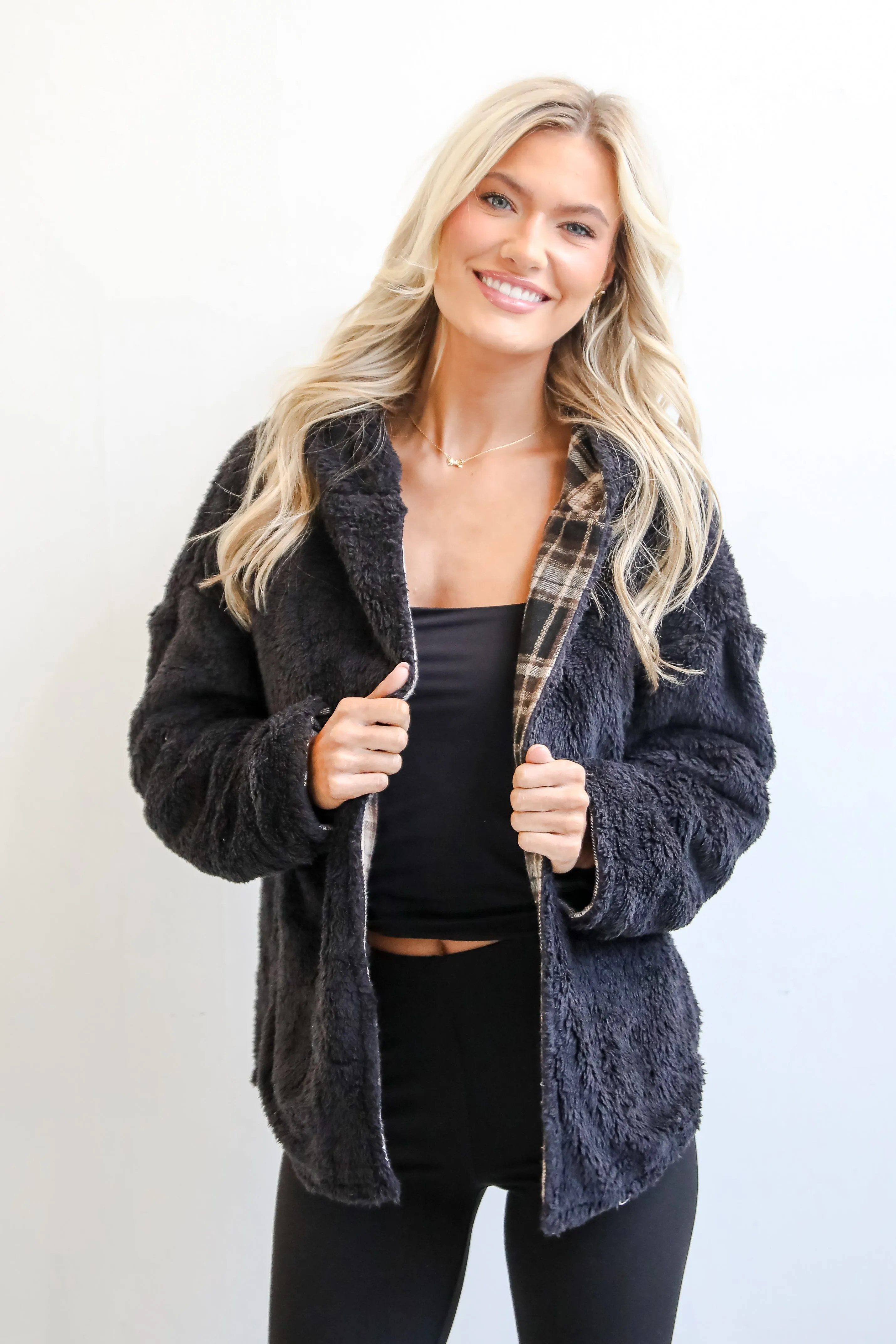 Perfected Comfort Reversible Sherpa Plaid Jacket - DOORBUSTER