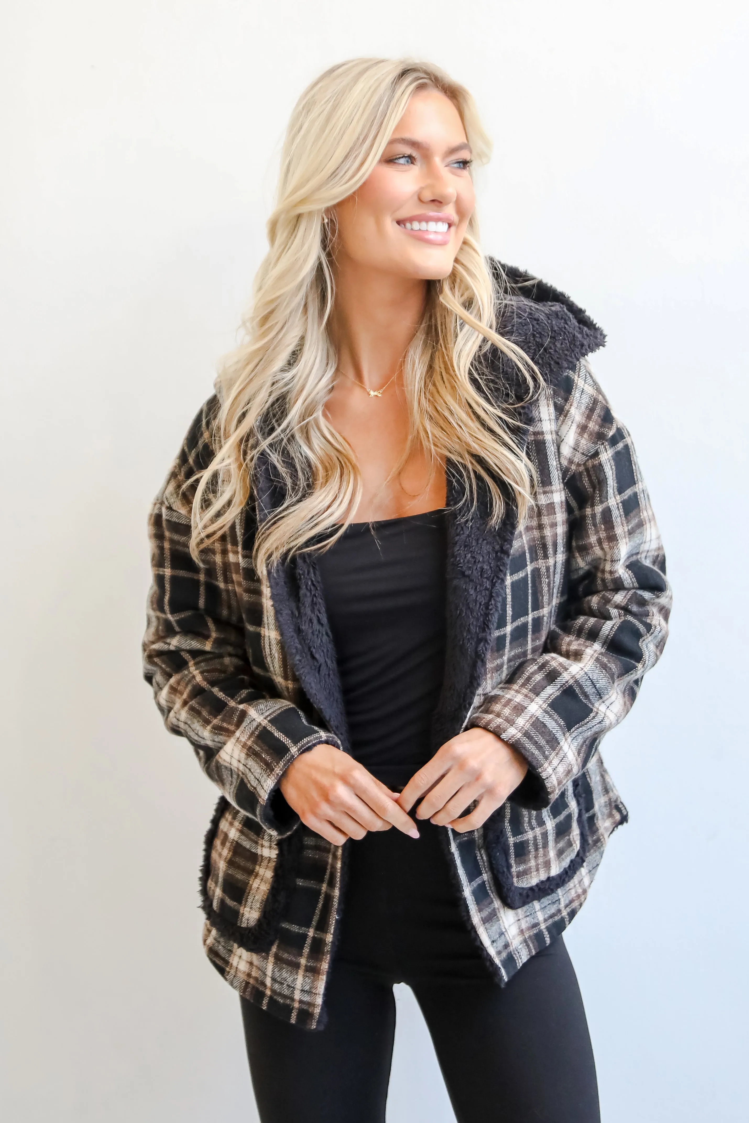 Perfected Comfort Reversible Sherpa Plaid Jacket - DOORBUSTER