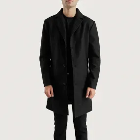 Petrillo Black Wool Single Breasted Coat